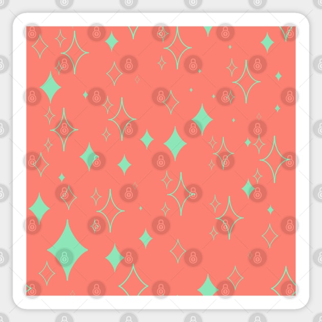 Kawaii Diamond Stars- Coral and Mint Sticker by SturgesC